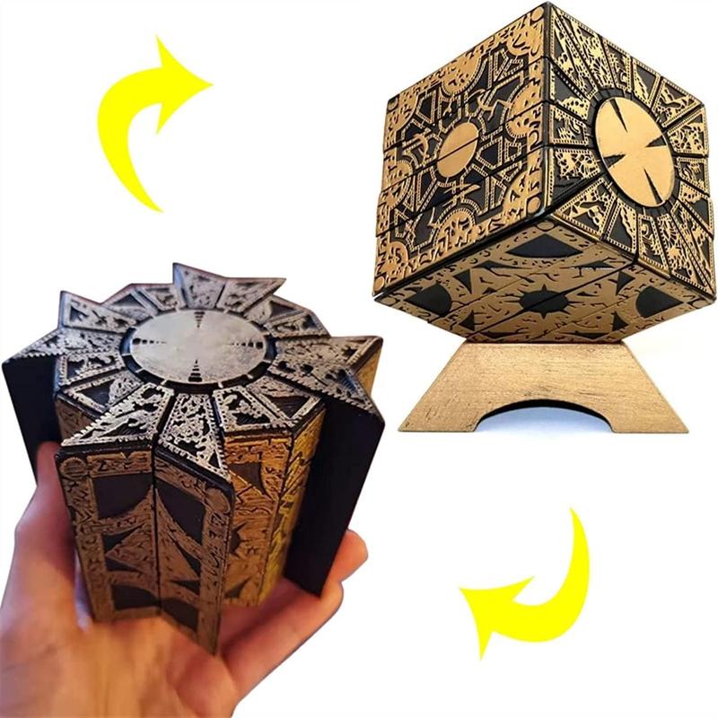 Detachable Hellraiser Puzzle Box, Hellraiser Puzzle Box Functional, Deformation Detachable Lock Puzzle Box. with Base (Standard)