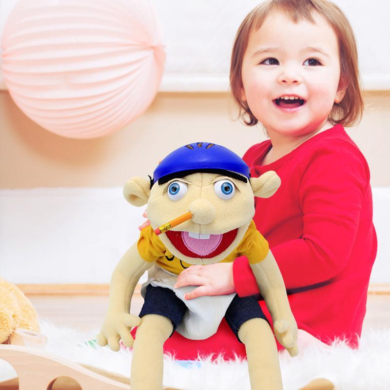 60cm Jeffy Hand Puppet Plush Jeff Mischievous Funny Puppets Toy with Working Mouth Educational Baby Toys Cospaly Plush Doll