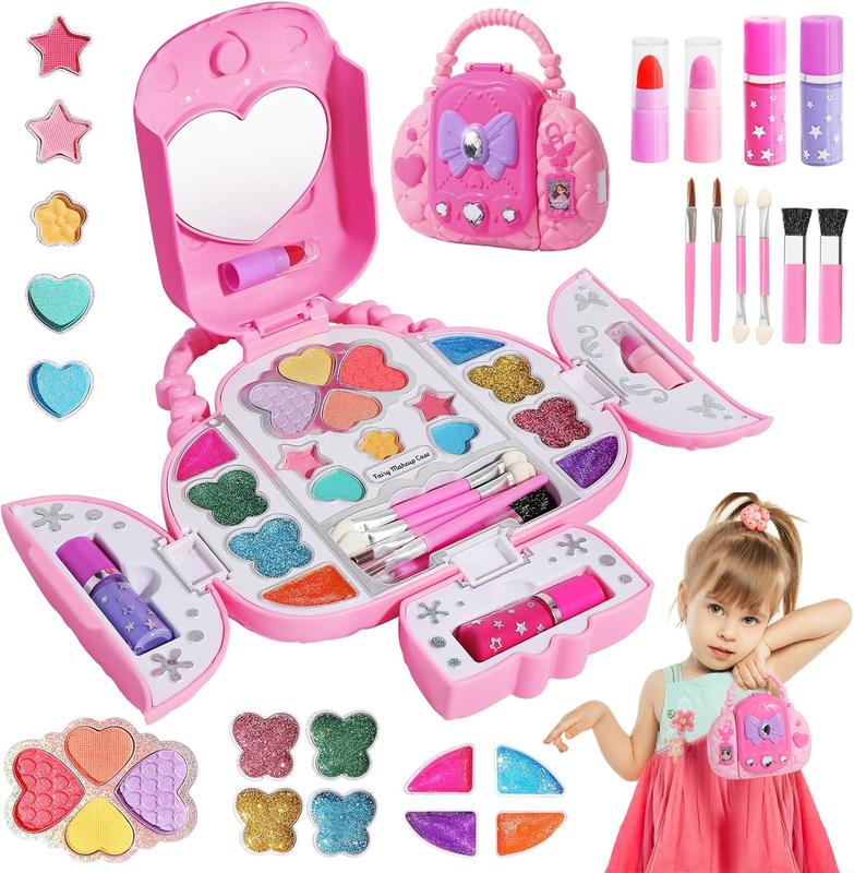 Kids Makeup Kit for Girl, Real Washable Makeup for Kids with Mirror, Kids Makeup Sets for Girls 5-8, Princess Toys Cosmetic Set, Christmas & Birthday Gifts Toys