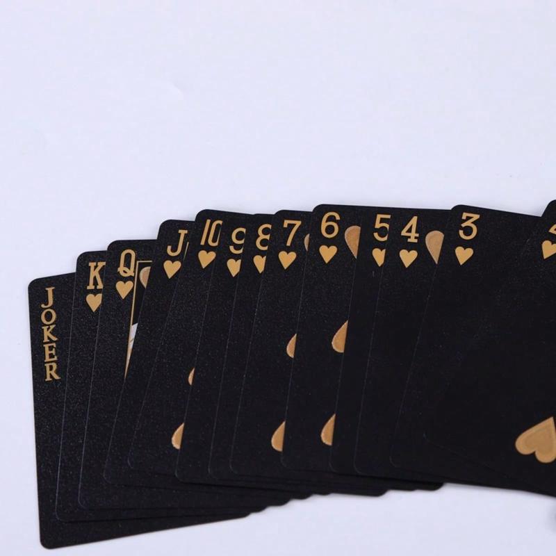 Premium Waterproof 24K Gold Playing Cards Set - Elegant Black & Gold Foil Plastic Poker Deck, Ideal for Magic Shows, Casino Games, Collections, and Festive Gifts (Valentine's, New Year's, Halloween, Christmas, Thanksgiving), Suitable for Adult Party Fun