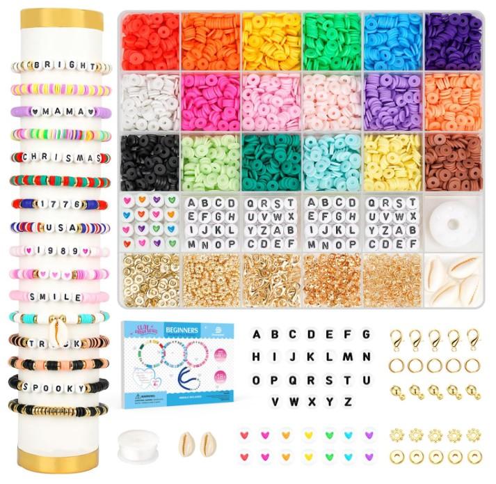 Clay Beads Bracelet Making Kit for Beginner, 4000Pcs Preppy Clay Beads for Bracelet Jewelry Making, Friendship Bracelets DIY Arts and Crafts Gifts for Kids Age 6-12