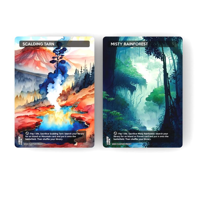 Anime Watercolor Proxy Fetch Lands Set - Proxy Playtest Fetch Lands Set for Commander EDH cEDH