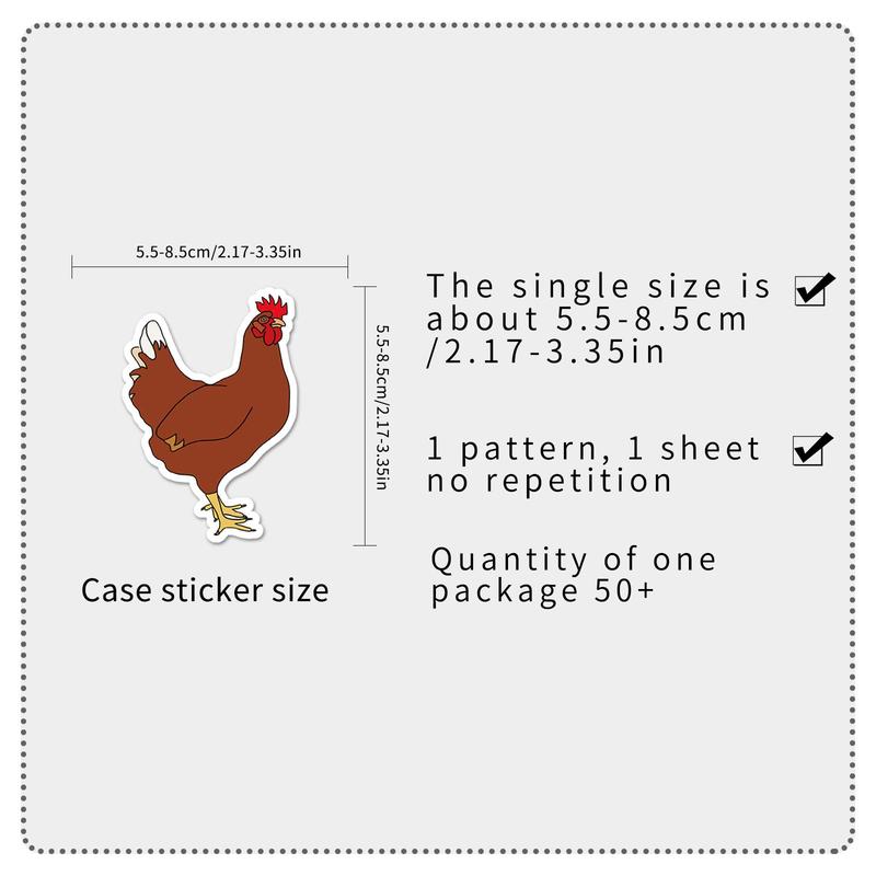 50pcs Cartoon Chicken Sticker, Scrapbooking & Journal Making Material Paper, PVC Waterproof DIY Decorative Sticker For Stationery Computer Water Bottle Skateboard