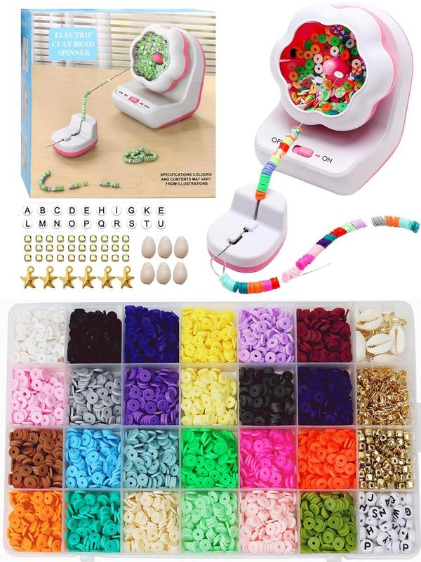 Clay Bead Spinner for Bracelet Making Kit, 24 Colors Clay Beads Set, Bead Spinner Needles Included, Easy Friendship Bracelet Making, Bracelet Kit Essentials