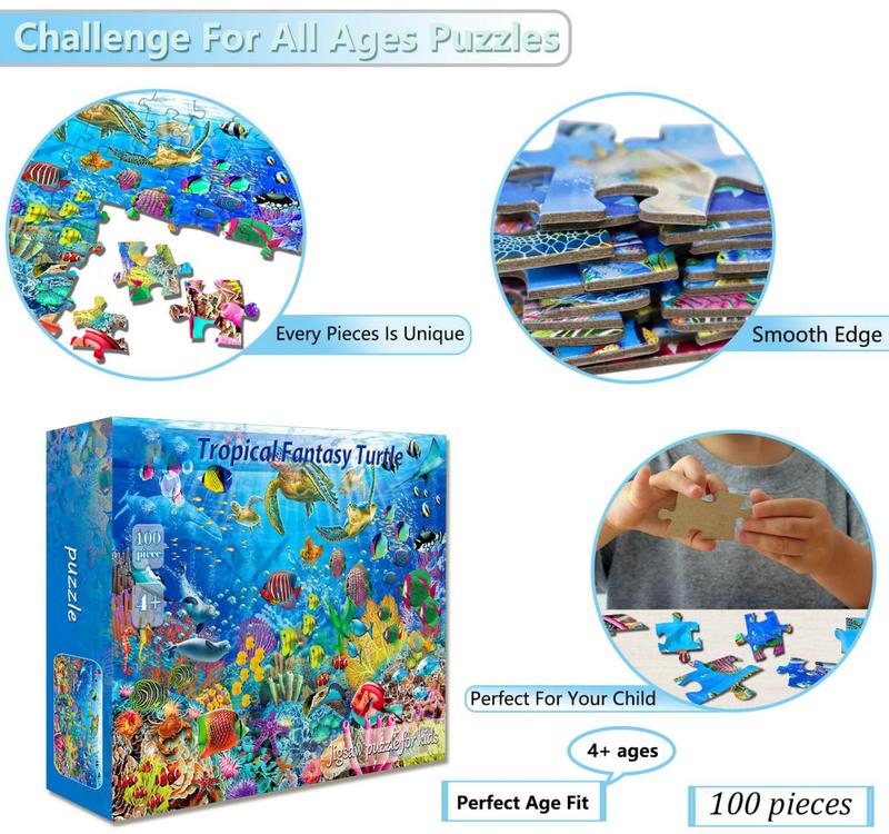 Puzzles for Kids Ages 4-8 Year Old - Underwater World, 100-Piece Jigsaw Puzzle for Kids 4-6-8 Year Old Learning Educational Puzzle Toys Gifts Kids Puzzles Ages 4-8 for Boys and Girls