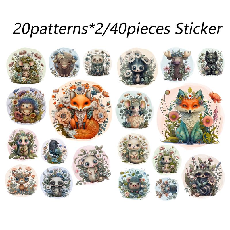 Animal & Flower Pattern Cardboard & Sticker Set, 52pcs set Writable Thick Cardboard & Stickers, Perfect for Scrapbooking, Crafts, Greeting Card