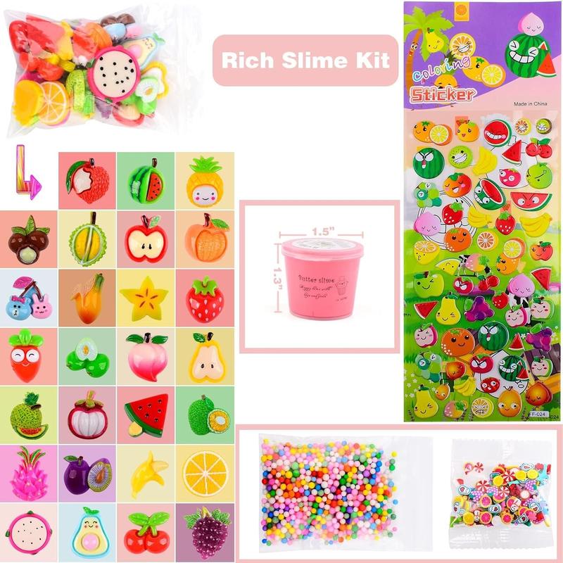 Slime Kit with 54 Pack Mini Butter Slime, Non-Sticky and Super Soft, for Girls 10-12, Fruit Slime Party Favors Kids, Birthday Gift, DIY Putty Toy Boys