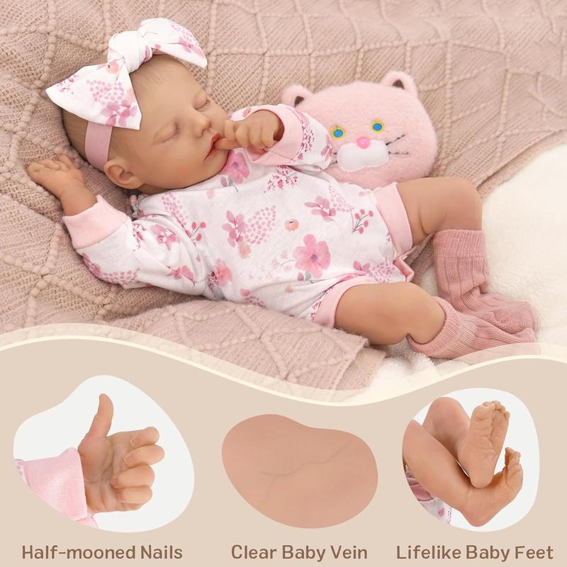 BABESIDE Reborn Baby Dolls - 17Inch Soft Cute Realistic Baby Dolls with All Accessories, Handmade Real Life Sleeping Babies Doll for Authentic Experience, for 3+ Years Old Girls