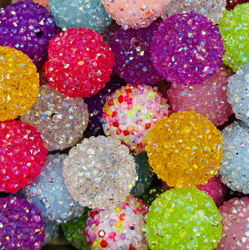 Quality Resin Rhinestone and Sugar Beads for Pens, Bracelets, and Necklaces - 20mm Bubblegum Beads in Diverse Colors