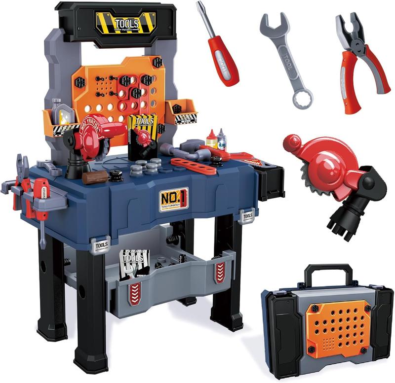 Kids Tool Bench, Kids Tool Set with Realistic Tools, Toddler Tool Set,Toddler Workbench Pretend Play Learning Gift for Boys & Girls Age 3-5, 20 X 10.5 X 24.6 in