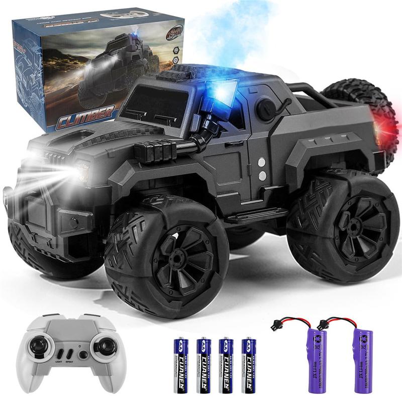 Remote Control Off-Road Climbing Car with Lights and Spray 2.4G Remote Control High-Speed 10 km h,120 Mins Playtime 1: 16 Remote Control Car Toy