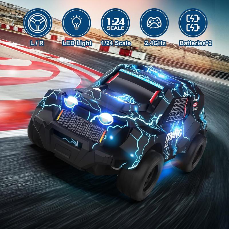 Remote Control Car for Boys 4-7, Off Road Mini RC Car for Kids, Cool Light Up 1 24 Scale Hobby RC Cars Truck Race Car Toy Christmas Birthday Gifts for 3 4 5 6 7 8 Years Old Boys