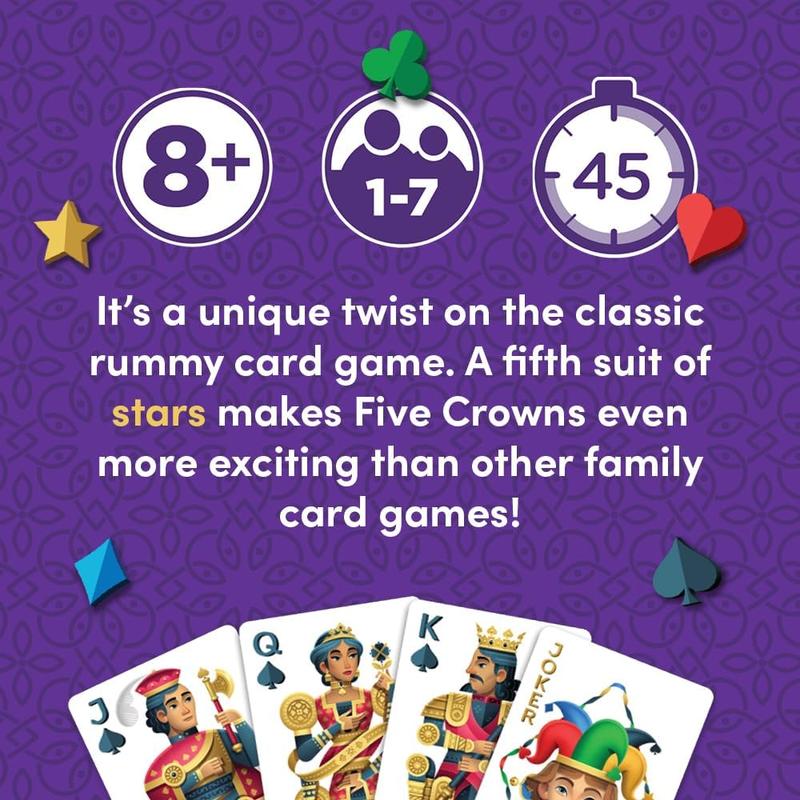 PlayMonster Five Crowns   The Game Isn't Over Until the Kings Go Wild!   5 Suited Rummy-Style Card Game   For Ages 8+