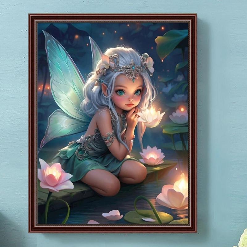 Fairy Pattern DIY Diamond Arts Colorful Painting Without Frame, DIY 5D Diamond Arts Colorful Painting Kit, Wall Art Decor for Home Living Room Bedroom