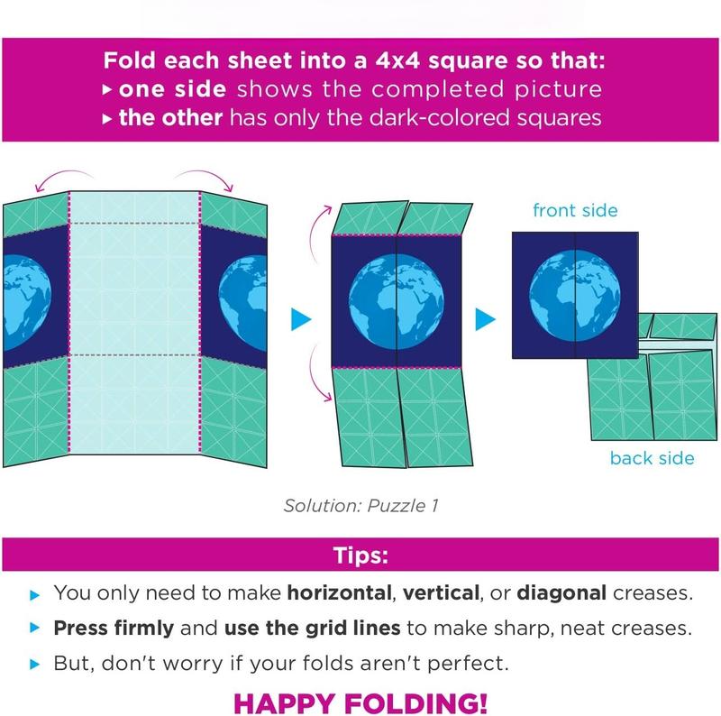 - The Origami Puzzle Game! Hands-On Brain Teasers. Travel Game for Tweens, Teens & Adults. Fold The Paper to Complete The Picture. 100 Challenges, Ages 10+