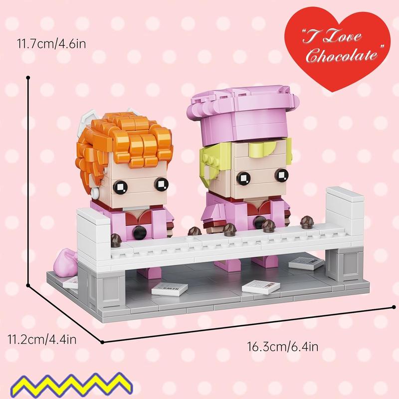 Love Lucy Building Blocks - Lucy's Chocolate Factory Romantic Movie Scene Building Blocks Toy Set, 2 Movie Characters & Chocolate Making Platform Building Blocks, Compatible with (455pcs