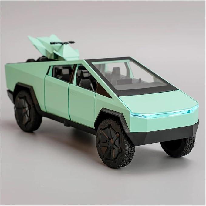 1:32 Scale Tesla Cybertruck Toy Model with Sound & Light Effects - Pull-Back Action Pickup Car for Kids, Realistic Details, Perfect Gift for Car Enthusiasts