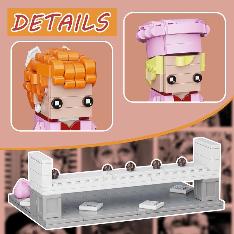 Love Lucy Building Blocks - Lucy's Chocolate Factory Romantic Movie Scene Building Blocks Toy Set, 2 Movie Characters & Chocolate Making Platform Building Blocks, Compatible with (455pcs