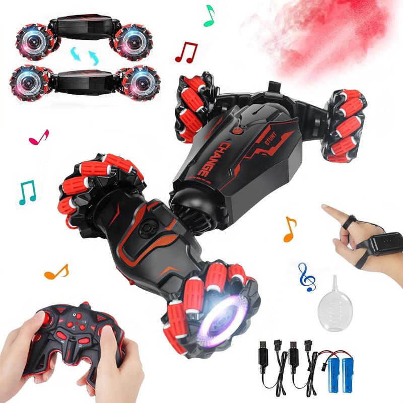 Upgraded Hand Gesture Sensing RC Stunt Car with Lights Music, Spray Fog Steam Gesture RC Car Remote Controll Transformed Vehicle 360? Spins All Terrains Monster Truck for Boys Kids