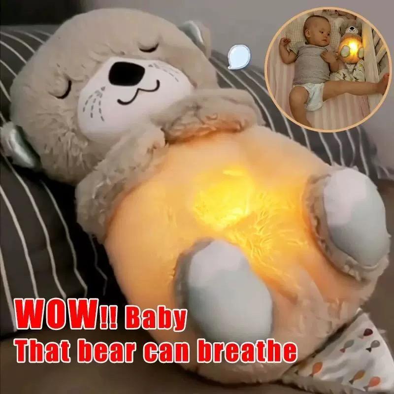 Soothe Snuggle Otter Plush toy, Soothing Breathing Puppy Stuffed Animal for Anxiety Adults and Kids, Sleeping Dog Plushies with Realistic Breathing Motion and Lights Music