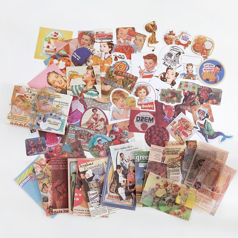 Vintage Style Stickers, 60pcs pack Scrapbooking & Journal Making Material Paper, DIY Decorative Stickers For Stationery Computer Water Bottle