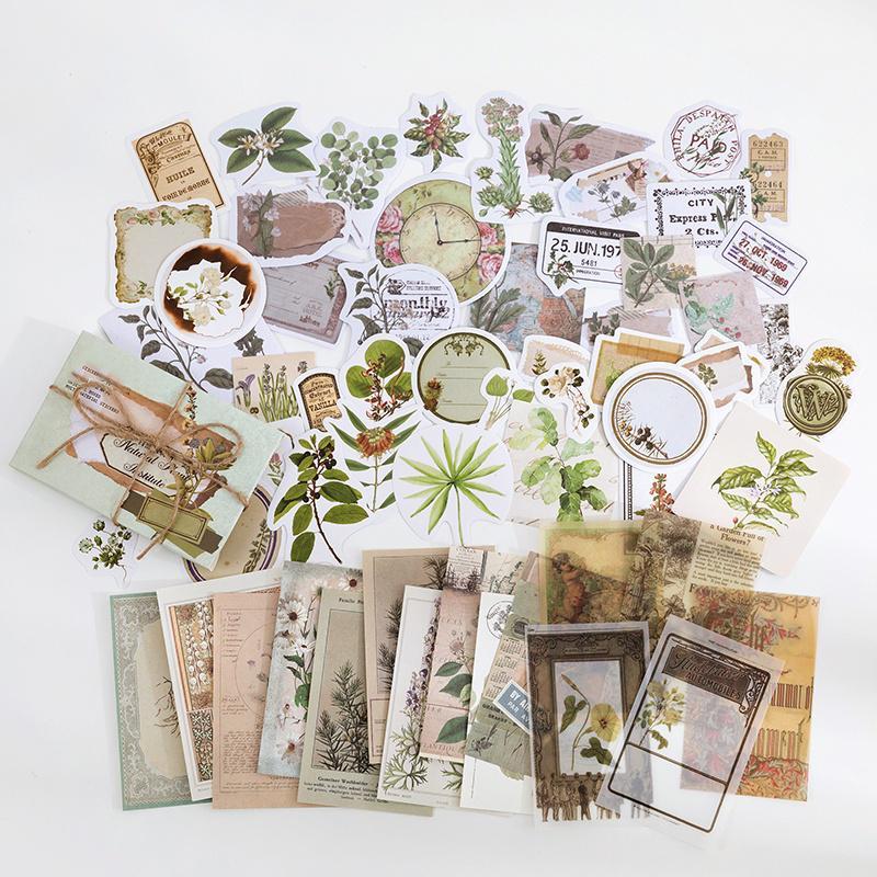 Vintage Style Stickers, 60pcs pack Scrapbooking & Journal Making Material Paper, DIY Decorative Stickers For Stationery Computer Water Bottle