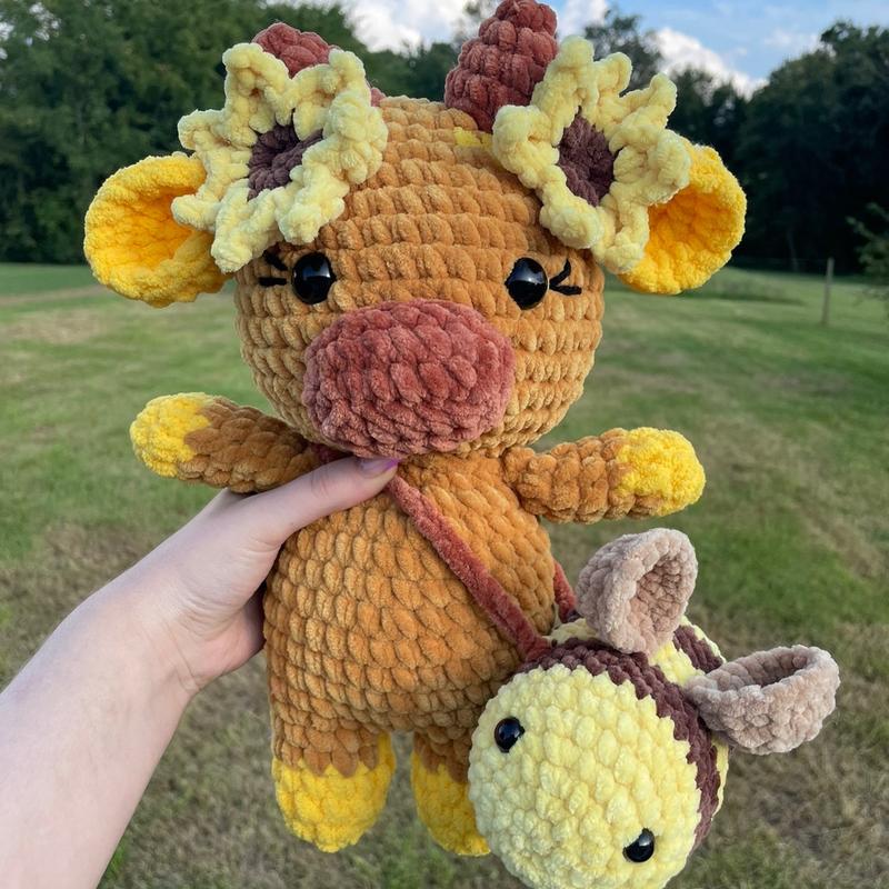 Crochet Sunflower Cow