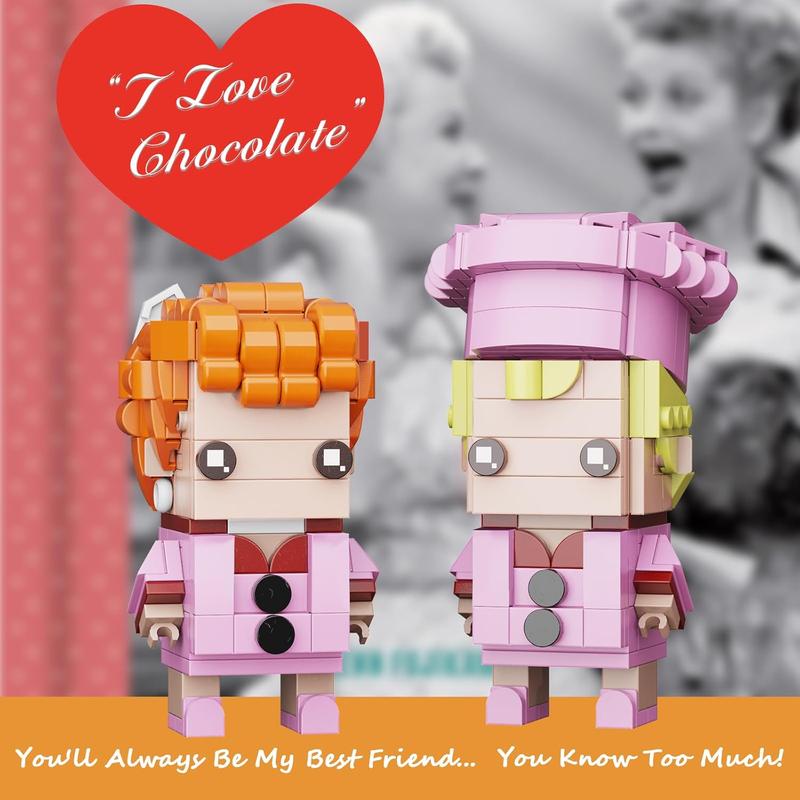 Love Lucy Building Blocks - Lucy's Chocolate Factory Romantic Movie Scene Building Blocks Toy Set, 2 Movie Characters & Chocolate Making Platform Building Blocks, Compatible with (455pcs