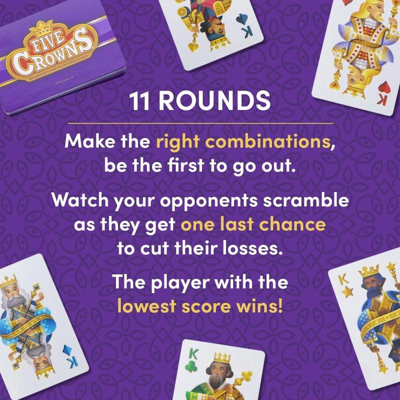 PlayMonster Five Crowns   The Game Isn't Over Until the Kings Go Wild!   5 Suited Rummy-Style Card Game   For Ages 8+