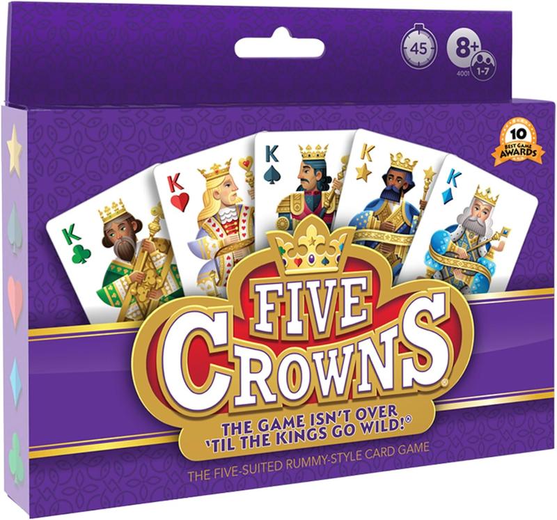 PlayMonster Five Crowns   The Game Isn't Over Until the Kings Go Wild!   5 Suited Rummy-Style Card Game   For Ages 8+