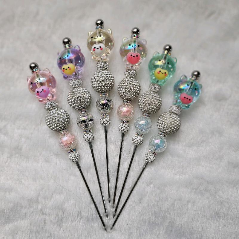 Multifunctional Handmade Stainless Steel Beaded Weeding Crafters Tool Rainbow Heart Cat Vinyl Weeding Sribe Pokey Tool