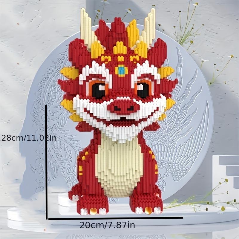 Flame Dragon Building Blocks Set - Decorative embedded building blocks for office reception, living room, study room; suitable for festivals, Christmas gifts for friends; educational toys Christmas toys