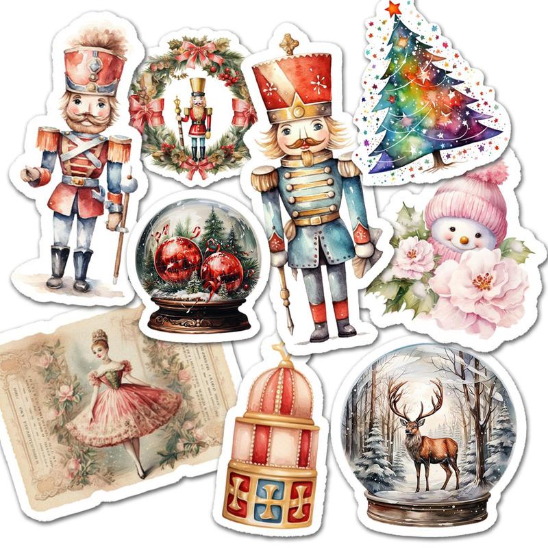 Christmas Themed Sticker, 99pcs set Self-adhesive Die Cut DIY Sticker, Perfect for Watercolor Art, Scrapbooking Supplies, Junk Journal Kits, DIY Crafts