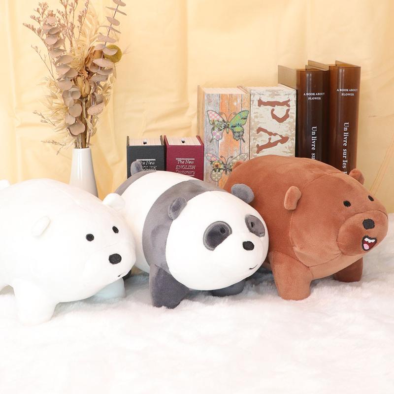 3Pcs Three Little Bears Cute Plush Toys, White Bear Brown Bear Panda Plush Toy Cartoon Bear Plush Toy, Funny Soft Cute Panda Doll Pillow, Home Decor, Decorative Statue Pillow, Birthday, Christmas, Valentine's Day Gift