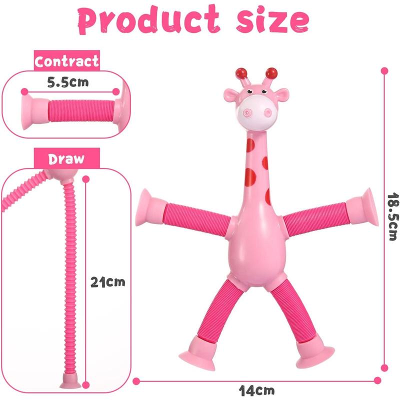 4 Pack Telescopic Suction Cup Giraffe Toy, Sensory Tubes for Toddler, Fidget Toys for 3 4 5 6 7 8 Year Old Boys Girls, Toddler Travel Toys,Christmas Stocking Stuffers for Kids