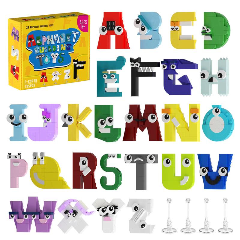 26 Alphabet Legend Building Block Model, Educational ABC Letters Christmas & Halloween Toys for Kids (765 pcs)