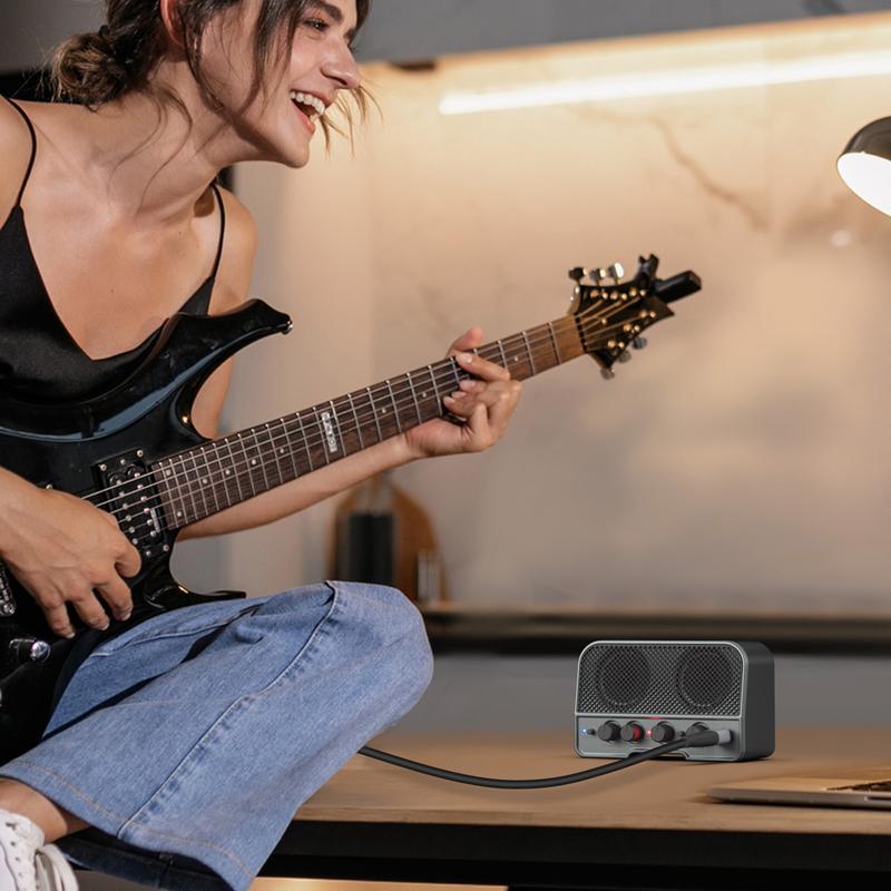 LEKATO JA02-II Mini Guitar Amp Rechargeable Amplifier Electric Guitar Amp 5W, Clean Overdrive,Bluetooth Guitar Amp Portable Guitar Amp for Daily Practice