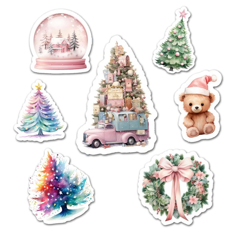 Christmas Themed Sticker, 99pcs set Self-adhesive Die Cut DIY Sticker, Perfect for Watercolor Art, Scrapbooking Supplies, Junk Journal Kits, DIY Crafts