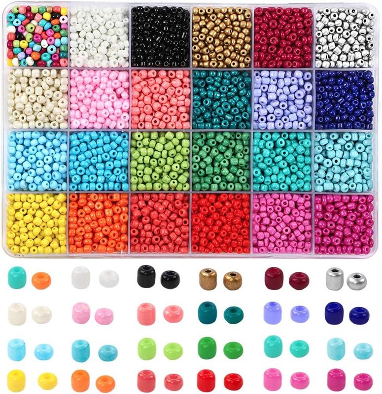 7200 count Seed Beads for Friendship Bracelet Kit, 4mm Glass Bracelet Beads Kit and 300 count Letter Beads for  Making, Necklaces, Craft Gifts