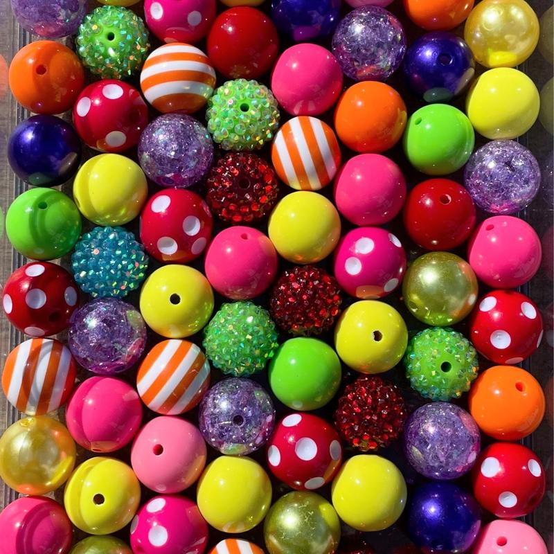 Skittlez Bead Mix - 20mm Bubble Gum Bead Mixes | Pink, Yellow, Green and Red Chunky Bead Mixes bubblegum beads