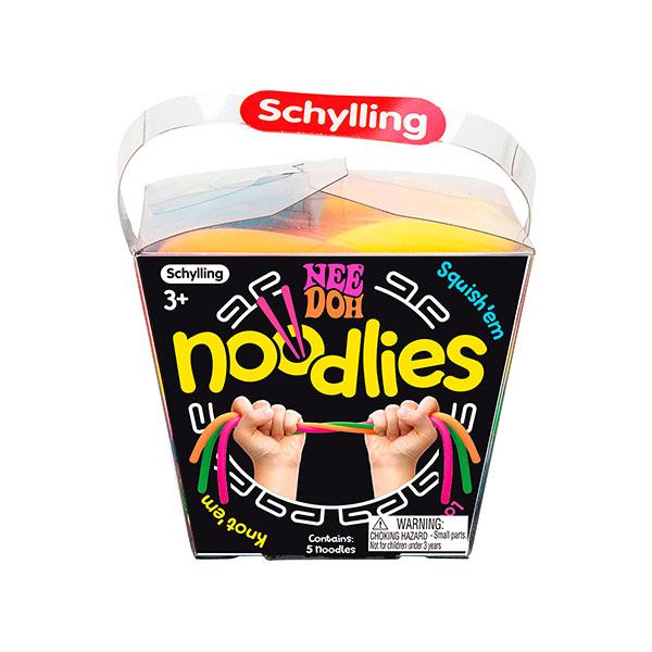 NeeDoh Noodlies - 5 Stretchy Florescent Toy Noodles for Sensory Play - Age 3+