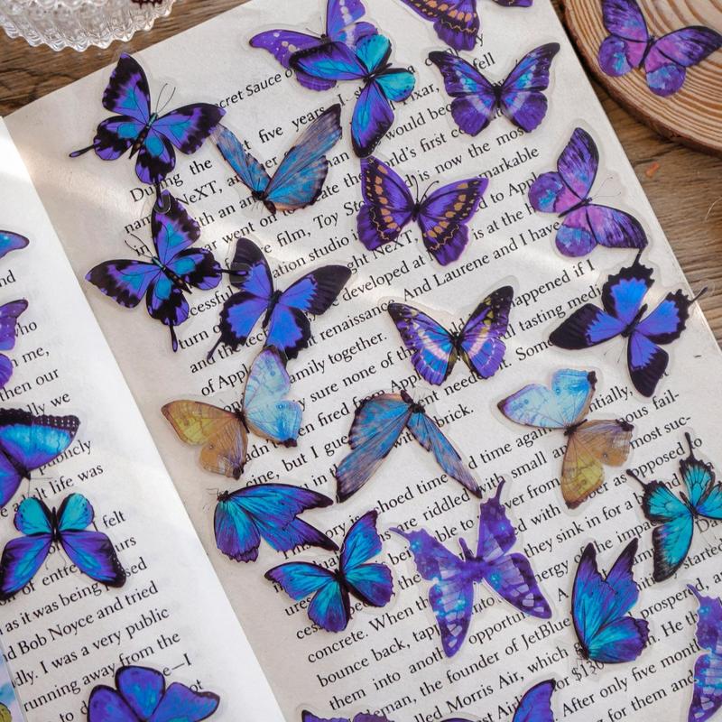 6 Packs Butterfly Garden Series Sticker, PVC Waterproof Sticker, Creative Multi-purpose Sticker For DIY Scrapbook, Phone & Laptop Decoration