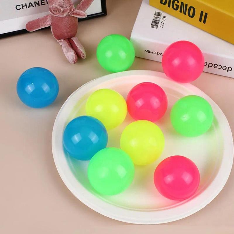 4PC Luminous Sticky Ball Glow in The Dark Ball Throwing Indoor Decompression Sticky Balls Target Ball Kids Sticky Balls