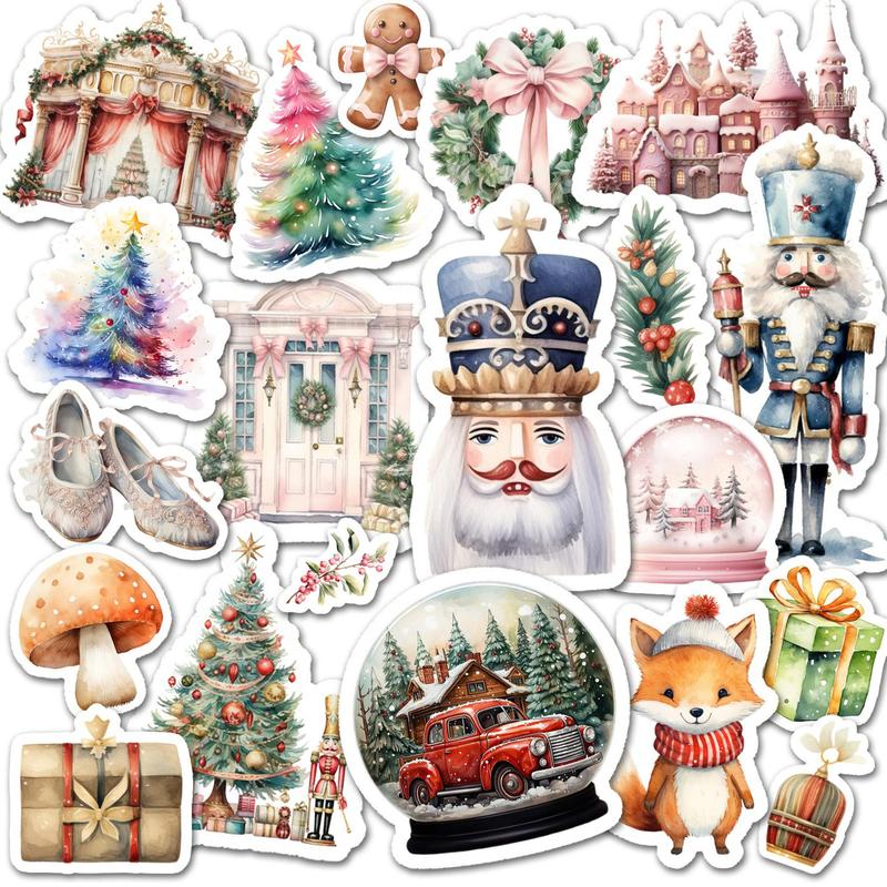 Christmas Themed Sticker, 99pcs set Self-adhesive Die Cut DIY Sticker, Perfect for Watercolor Art, Scrapbooking Supplies, Junk Journal Kits, DIY Crafts