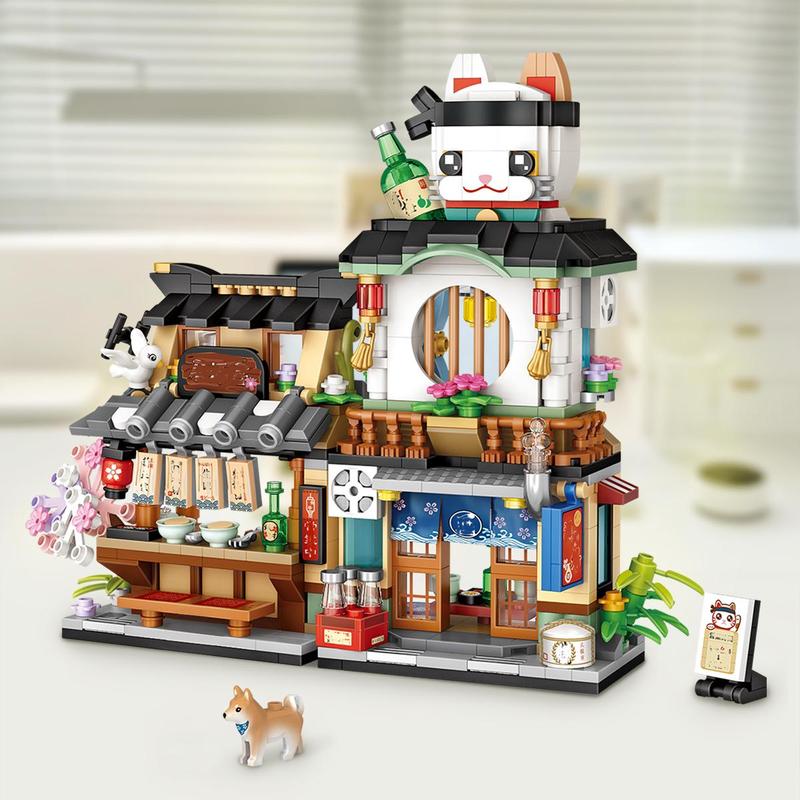 Japanese Restaurant Building Blocks Set, 789pcs set Creative Building A House DIY Building Blocks Toy for Home Desktop Decoration, Fidget Toys