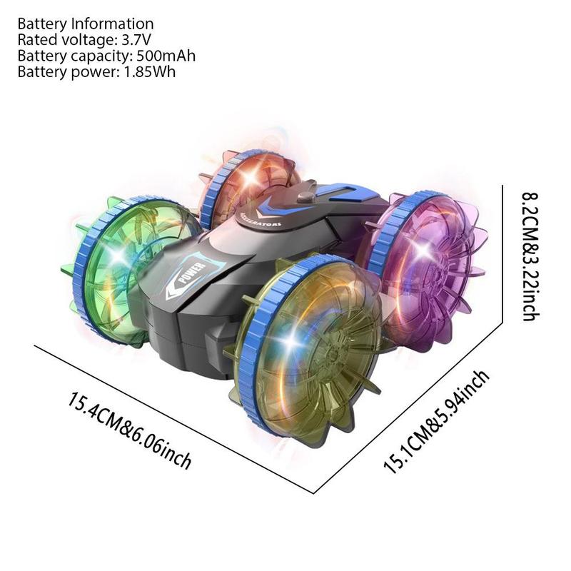 Dual Remote Control Amphibious Toy Car, 2.4g Four-wheel Off-road Vehicle with Music & Light, 360° Rotating Stunt Car, Mother's Day Gift (remote Control Requires Self-purchased 2 AA Batteries, Watch Remote Control Requires 2 AAA Batteries Self-purchased)