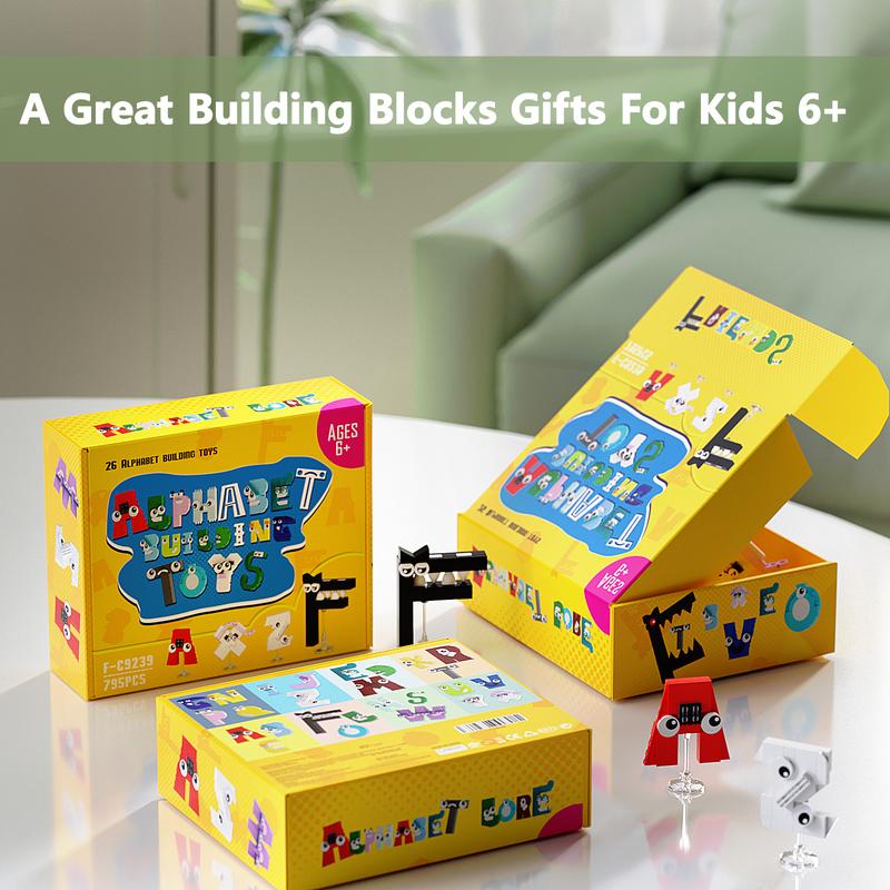 26 Alphabet Legend Building Block Model, Educational ABC Letters Christmas & Halloween Toys for Kids (765 pcs)