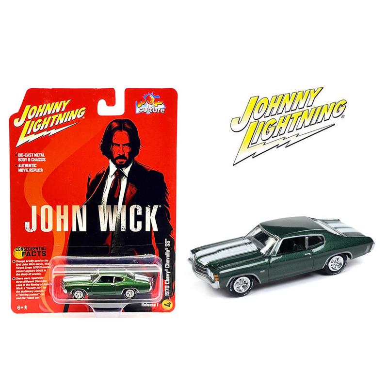 Johnny Lightning John Wick 1970 Chevrolet Chevelle SS, Green, 1:64 Scale, Collectible Diecast Model Car