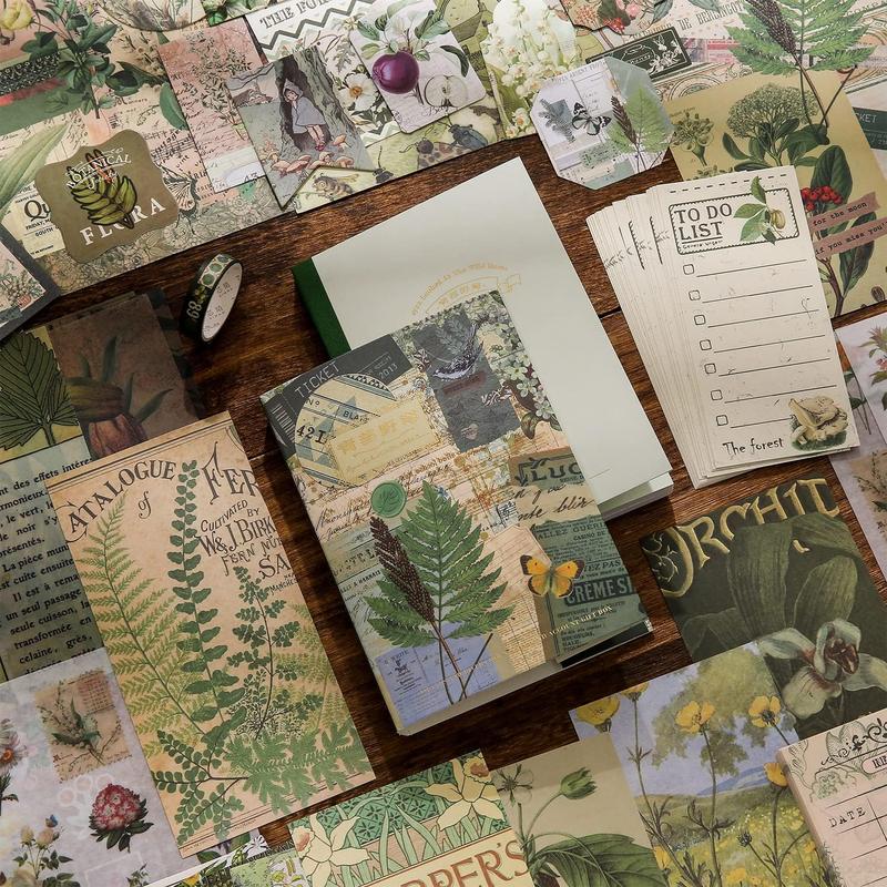 270 Pieces Scrapbooking Supplies Kit, Vintage Botanical Aesthetic Scrapbook Kit