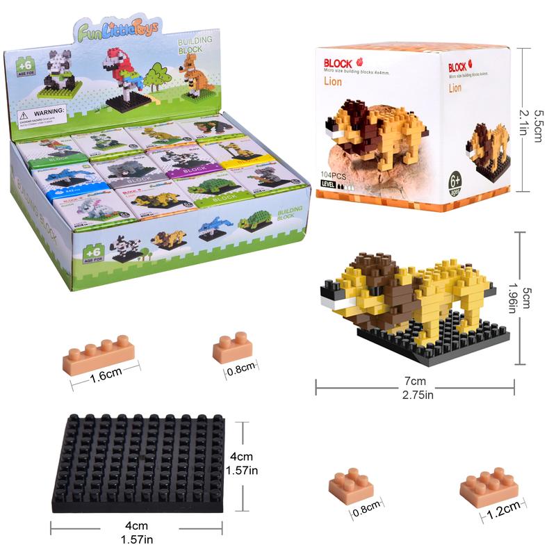 12PCS Mini Animal Building Blocks Educational Toys for Kids Toddlers